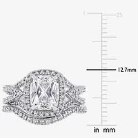Modern Bride Gemstone Womens 1/4 CT. T.W. Lab Created White Sapphire 10K Gold Cushion Side Stone Bridal Set