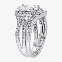 Modern Bride Gemstone Womens 1/4 CT. T.W. Lab Created White Sapphire 10K Gold Cushion Side Stone Bridal Set