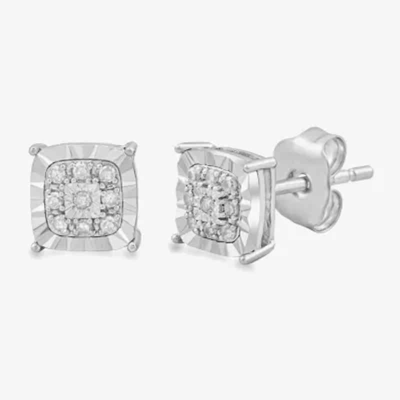Womens 1/5 CT. Lab Grown White Diamond Sterling Silver Round 2 Pair Earring Set
