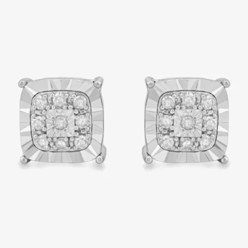 Womens 1/5 CT. Lab Grown White Diamond Sterling Silver Round 2 Pair Earring Set