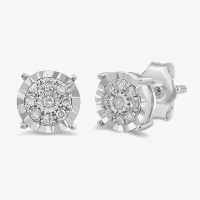 Womens 1/5 CT. Lab Grown White Diamond Sterling Silver Round 2 Pair Earring Set