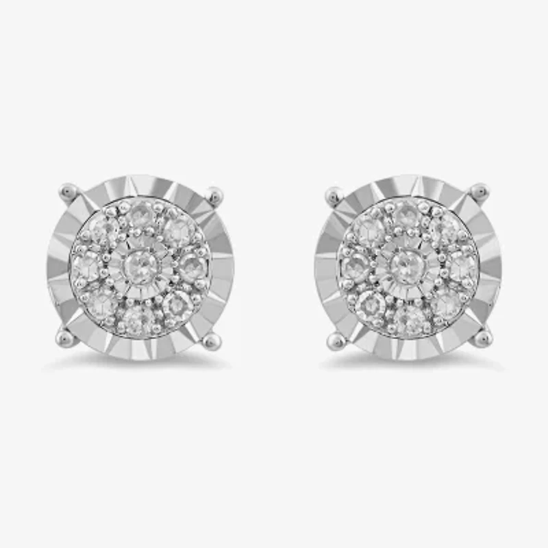 Womens 1/5 CT. Lab Grown White Diamond Sterling Silver Round 2 Pair Earring Set