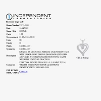 (H-I / I1) Womens 1 CT. T.W. Lab Grown White Diamond Sterling Silver Heart 18 Inch Pendant Necklace