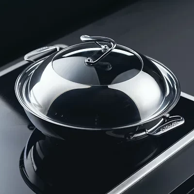 Circulon Steelshield Stainless Steel 14" Wok with Lid
