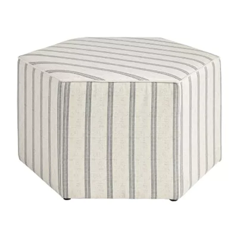 Martha Stewart Ellen Upholstered Striped Ottoman