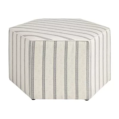 Martha Stewart Ellen Upholstered Striped Ottoman