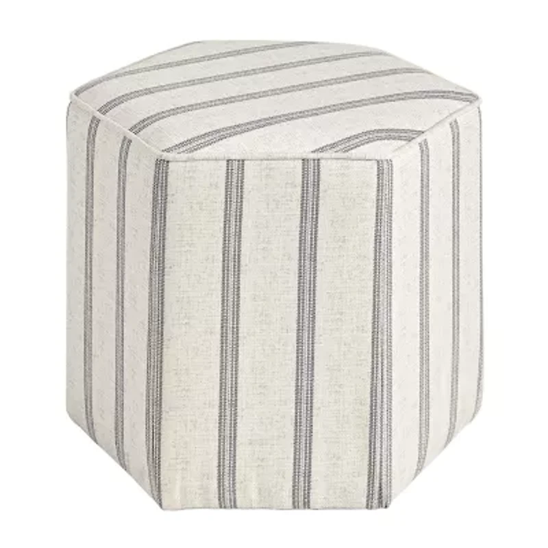 Martha Stewart Ellen Upholstered Striped Ottoman