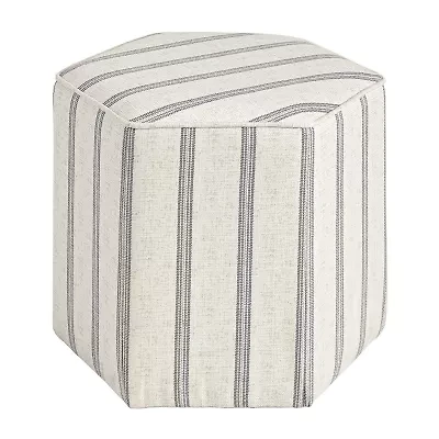 Martha Stewart Ellen Upholstered Striped Ottoman