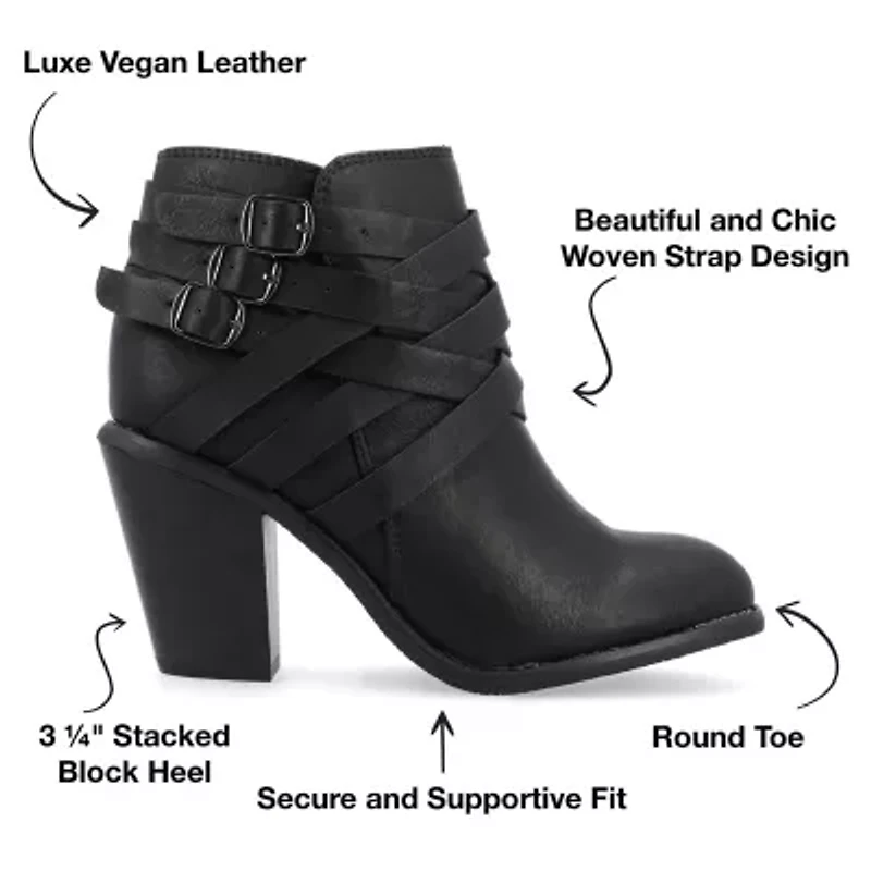 Journee Collection Womens Strap Stacked Heel Booties