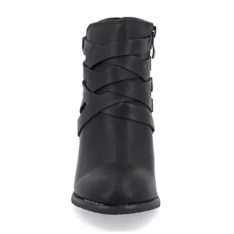 Journee Collection Womens Strap Stacked Heel Booties