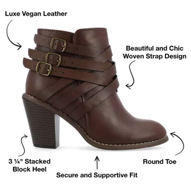 Journee Collection Womens Strap Stacked Heel Booties