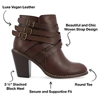Journee Collection Womens Strap Stacked Heel Booties