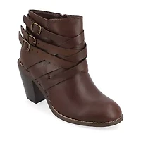 Journee Collection Womens Strap Stacked Heel Booties