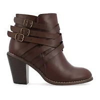 Journee Collection Womens Strap Stacked Heel Booties