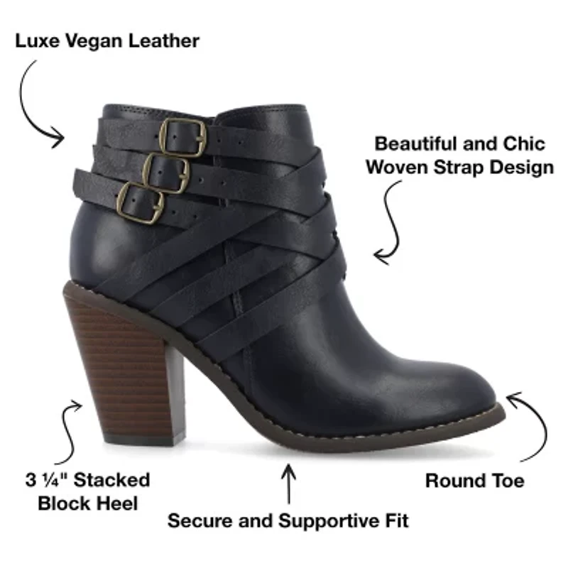 Journee Collection Womens Strap Stacked Heel Booties