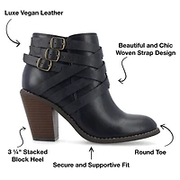 Journee Collection Womens Strap Stacked Heel Booties