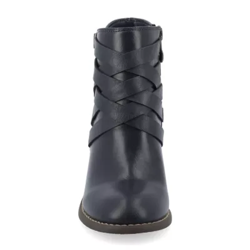 Journee Collection Womens Strap Stacked Heel Booties
