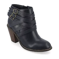 Journee Collection Womens Strap Stacked Heel Booties