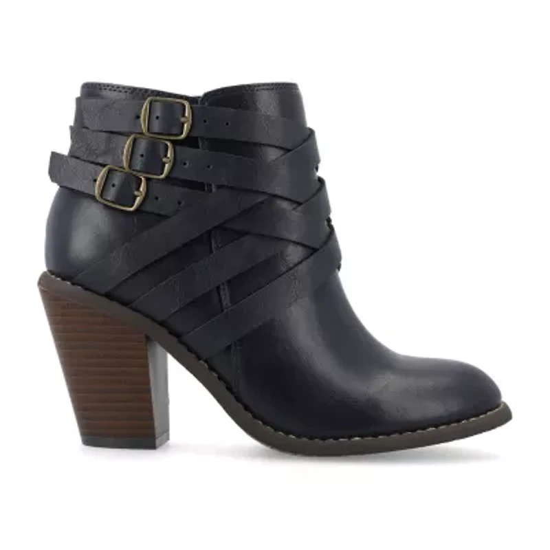 Journee Collection Womens Strap Stacked Heel Booties