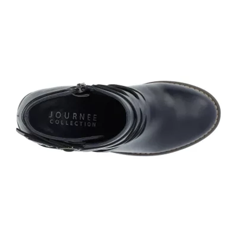 Journee Collection Womens Strap Stacked Heel Booties