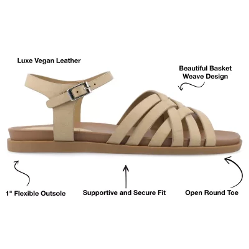 Journee Collection Womens Kimmie Ankle Strap Flat Sandals