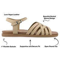 Journee Collection Womens Kimmie Ankle Strap Flat Sandals