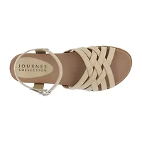 Journee Collection Womens Kimmie Ankle Strap Flat Sandals