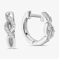 Limited Quantities! Womens 1/10 CT. T.W. Natural White Diamond Sterling Silver 12.9mm Hoop Earrings