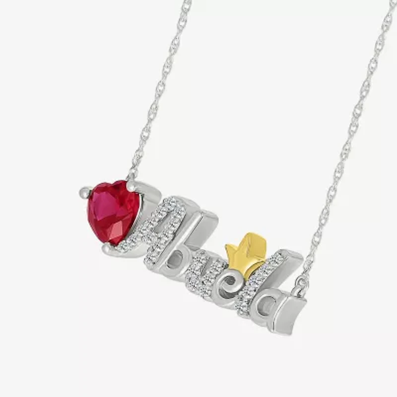 Abuela Womens Lab Created Red Ruby 10K Gold Sterling Silver Heart 18 Inch Pendant Necklace