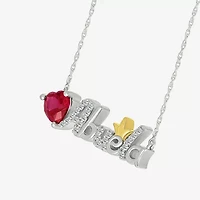 Abuela Womens Lab Created Red Ruby 10K Gold Sterling Silver Heart 18 Inch Pendant Necklace