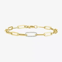 Diamond Addiction (G-H / Si2-I1) Womens 10K Gold 8 Inch Hollow Paperclip Chain Bracelet