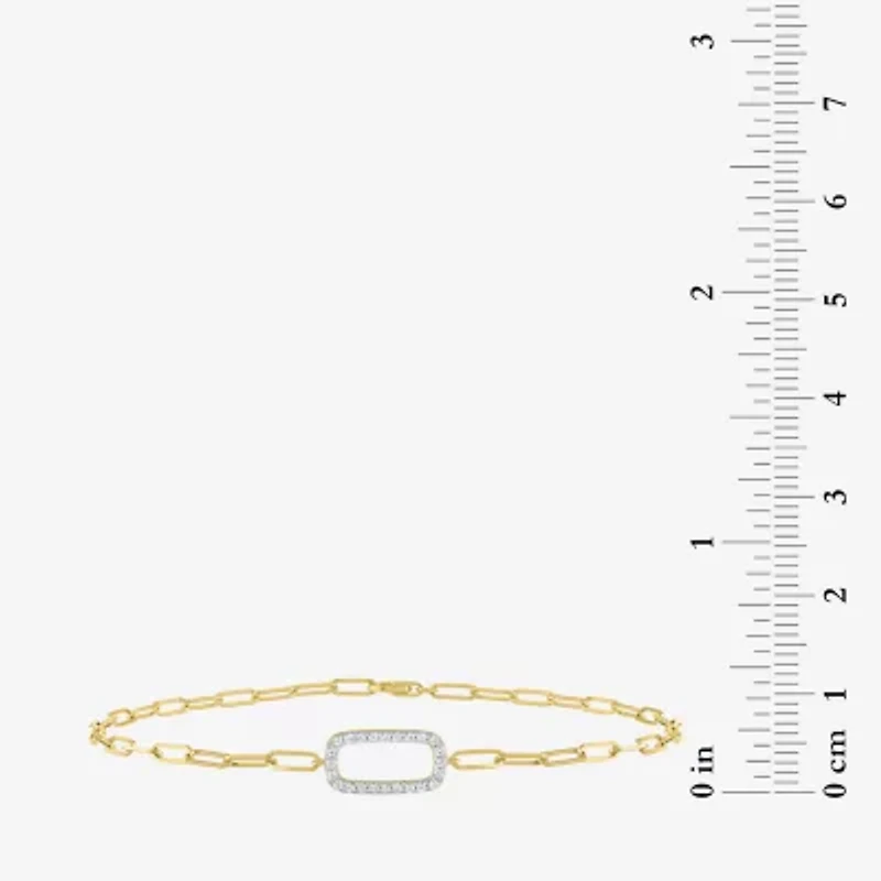 1/10 Ct.T.W. Diamond (G-H / Si2-I1) Womens 10K Gold 8 Inch Paperclip Chain Bracelet