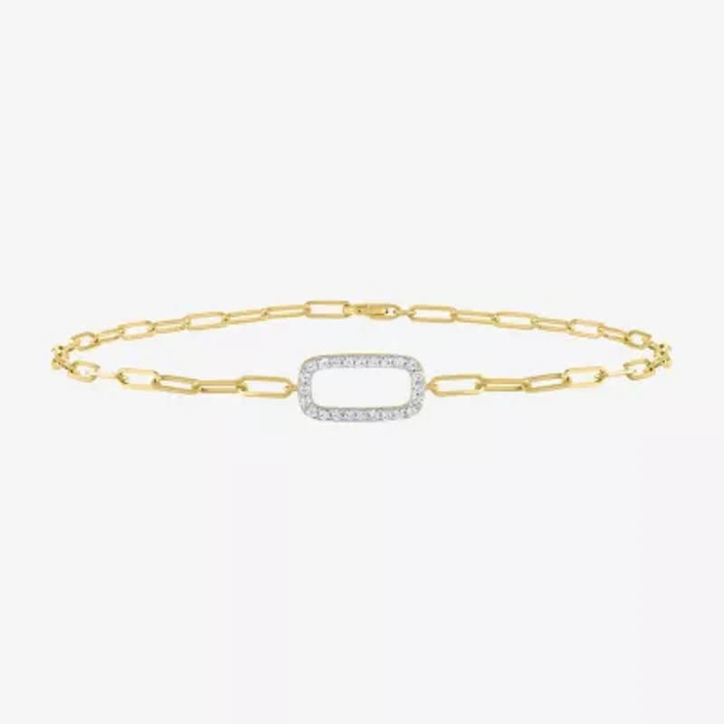 Diamond Addiction 1/10 Ct.T.W. Diamond (G-H / Si2-I1) Womens 10K Gold 8 Inch Paperclip Chain Bracelet