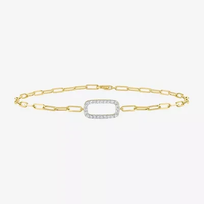 Diamond Addiction 1/10 Ct.T.W. Diamond (G-H / Si2-I1) Womens 10K Gold 8 Inch Paperclip Chain Bracelet