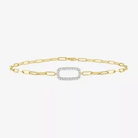 Diamond Addiction 1/10 Ct.T.W. Diamond (G-H / Si2-I1) Womens 10K Gold 8 Inch Paperclip Chain Bracelet