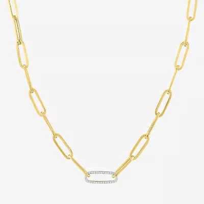Diamond Addiction (G-H / Si2-I1) Womens 1/10 CT. T.W. Lab Grown White Diamond 10K Gold Paperclip 18 Inch Pendant Necklace