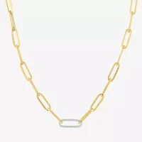 Diamond Addiction (G-H / Si2-I1) Womens 1/10 CT. T.W. Lab Grown White Diamond 10K Gold Paperclip 18 Inch Pendant Necklace