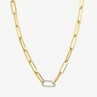 Diamond Addiction (G-H / Si2-I1) Womens 1/10 CT. T.W. Lab Grown White Diamond 10K Gold Paperclip 18 Inch Pendant Necklace