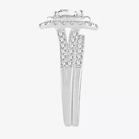 H-I / Si1-Si2) Womens / CT. T.W. Lab Grown White Diamond 10K Gold Side Stone Halo Bridal Set