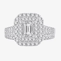 H-I / Si1-Si2) Womens / CT. T.W. Lab Grown White Diamond 10K Gold Side Stone Halo Bridal Set