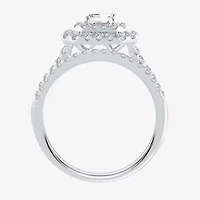 H-I / Si1-Si2) Womens / CT. T.W. Lab Grown White Diamond 10K Gold Side Stone Halo Bridal Set