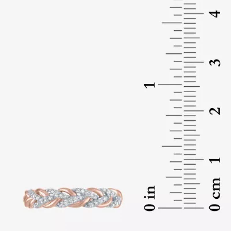 (G-H / Si2-I1) Womens 1/10 CT. T.W. Lab Grown White Diamond 10K Rose Gold Wedding Band