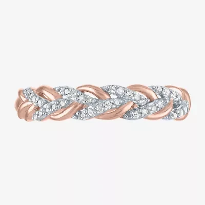 (G-H / Si2-I1) Womens 1/10 CT. T.W. Lab Grown White Diamond 10K Rose Gold Wedding Band