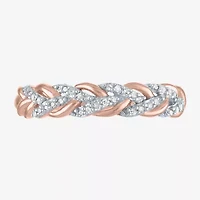 (G-H / Si2-I1) Womens 1/10 CT. T.W. Lab Grown White Diamond 10K Rose Gold Wedding Band
