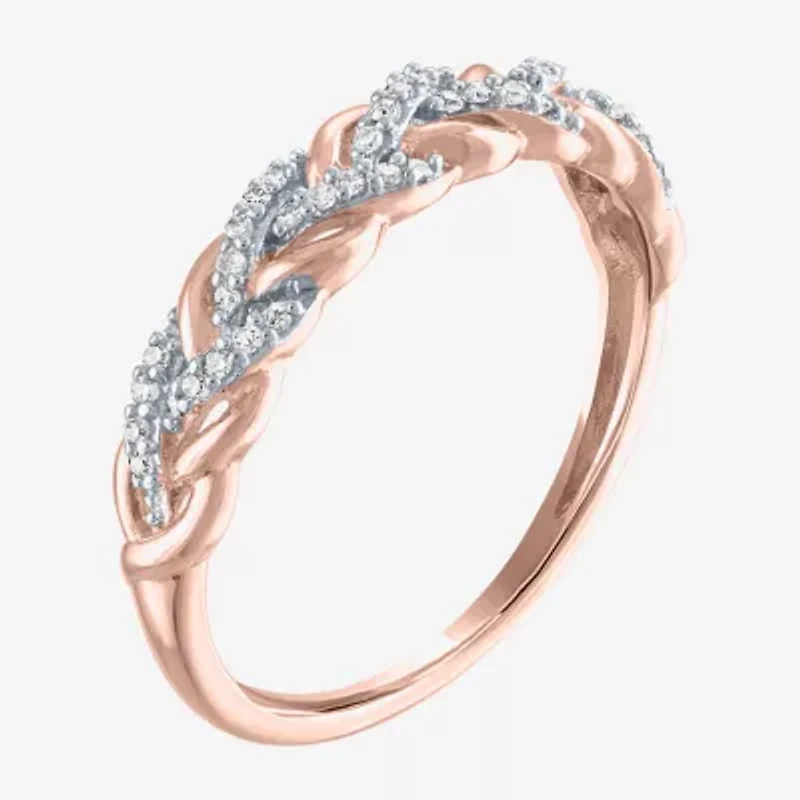 (G-H / Si2-I1) Womens 1/10 CT. T.W. Lab Grown White Diamond 10K Rose Gold Wedding Band