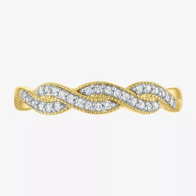 (G-H / Si2-I1) Womens 1/10 CT. T.W. Lab Grown White Diamond 10K Gold Stackable Ring