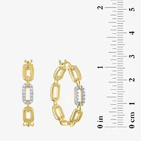 Diamond Addiction (G-H / Si2-I1) Womens 1/10 CT. T.W. Lab Grown White Diamond 14K Gold Over Silver 25.4mm Paperclip Hoop Earrings