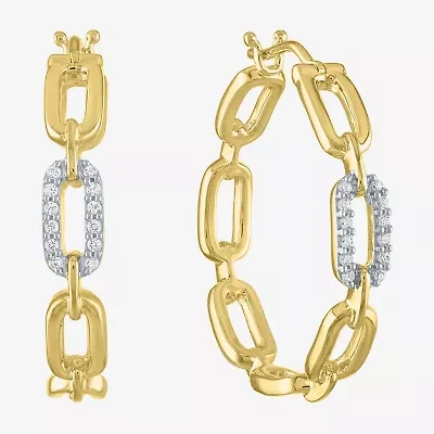 Diamond Addiction (G-H / Si2-I1) Womens 1/10 CT. T.W. Lab Grown White Diamond 14K Gold Over Silver 25.4mm Paperclip Hoop Earrings