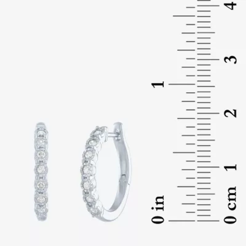 (G-H / I1-I2) Womens 1/4 CT. T.W. Lab Grown White Diamond Sterling Silver 20mm Hoop Earrings
