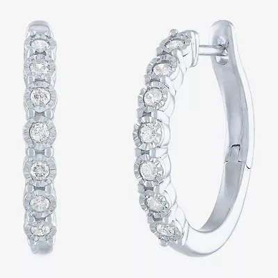 (G-H / I1-I2) Womens 1/4 CT. T.W. Lab Grown White Diamond Sterling Silver 20mm Hoop Earrings